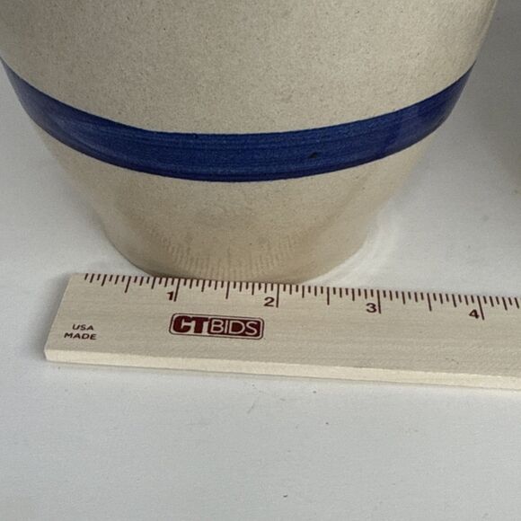 Roseville One Quart Crock Set 2 Friendship Blue Stripe Canisters - Picture 9 of 9